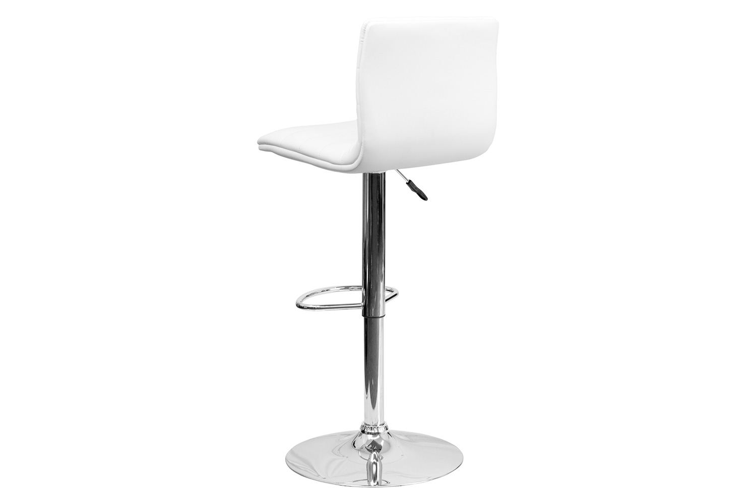 BLNK Vincent Vinyl Adjustable Swivel Bar Stool with Back, Chrome Pedestal Base and Footrest - White