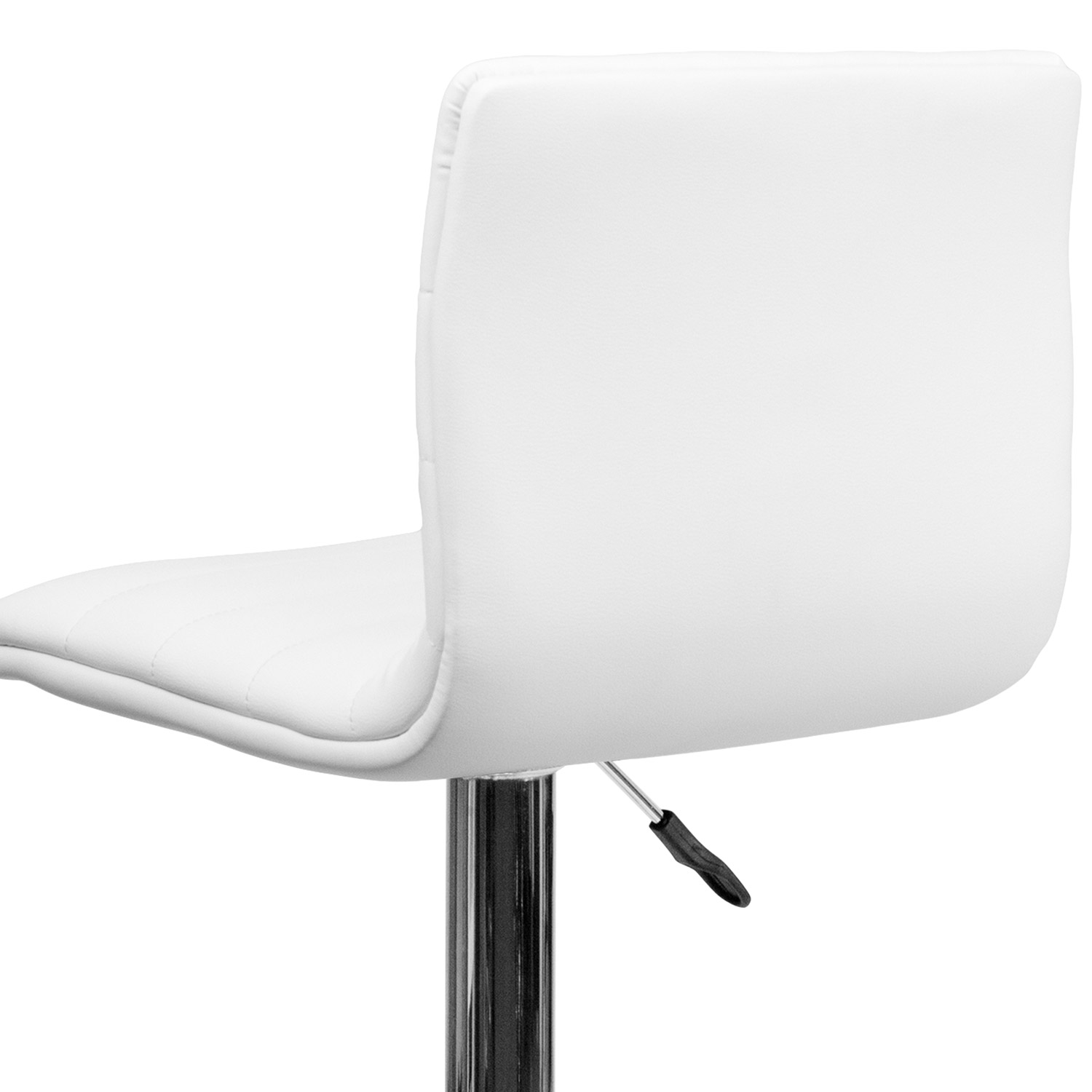 BLNK Vincent Vinyl Adjustable Swivel Bar Stool with Back, Chrome Pedestal Base and Footrest - White