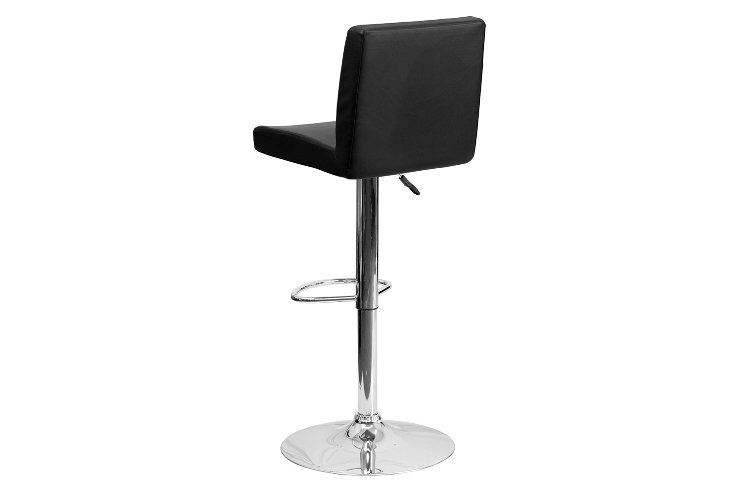 BLNK Betty Vinyl Adjustable Height Bar Stool with Panel Back and Chrome Base - Black