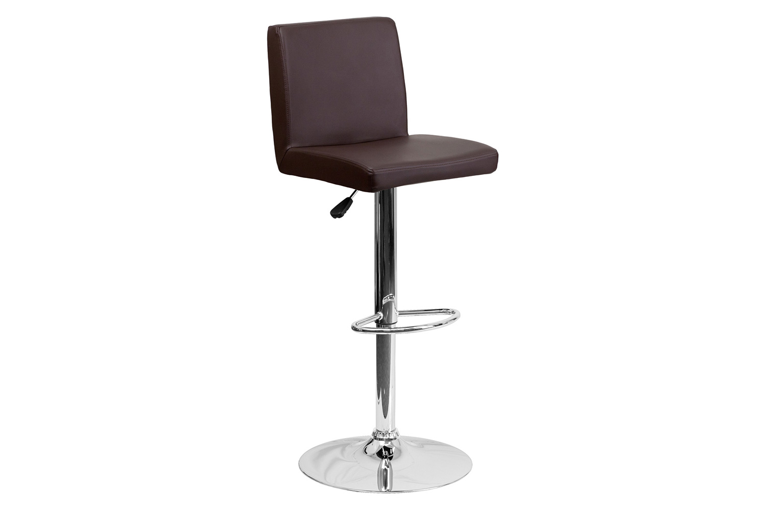 BLNK™ Contemporary Vinyl Adjustable Height Bar Stool with Panel Back and Chrome Base - Brown