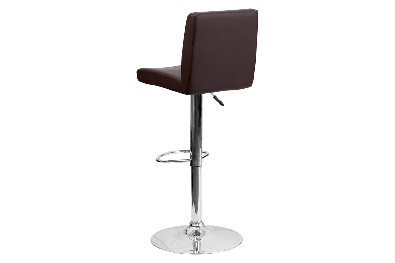 BLNK™ Contemporary Vinyl Adjustable Height Bar Stool with Panel Back and Chrome Base - Brown