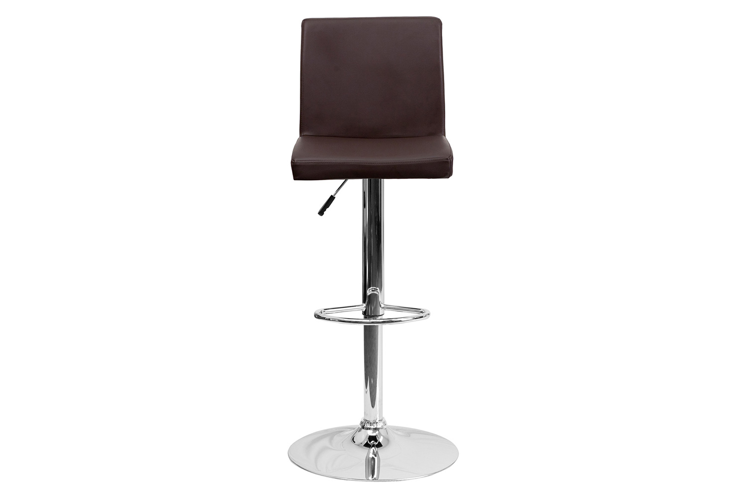 BLNK™ Contemporary Vinyl Adjustable Height Bar Stool with Panel Back and Chrome Base - Brown