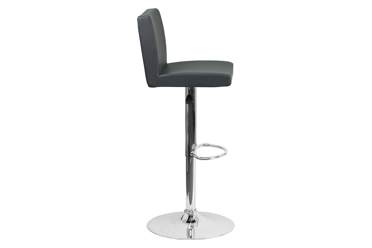 BLNK Betty Vinyl Adjustable Height Bar Stool with Panel Back and Chrome Base - Gray