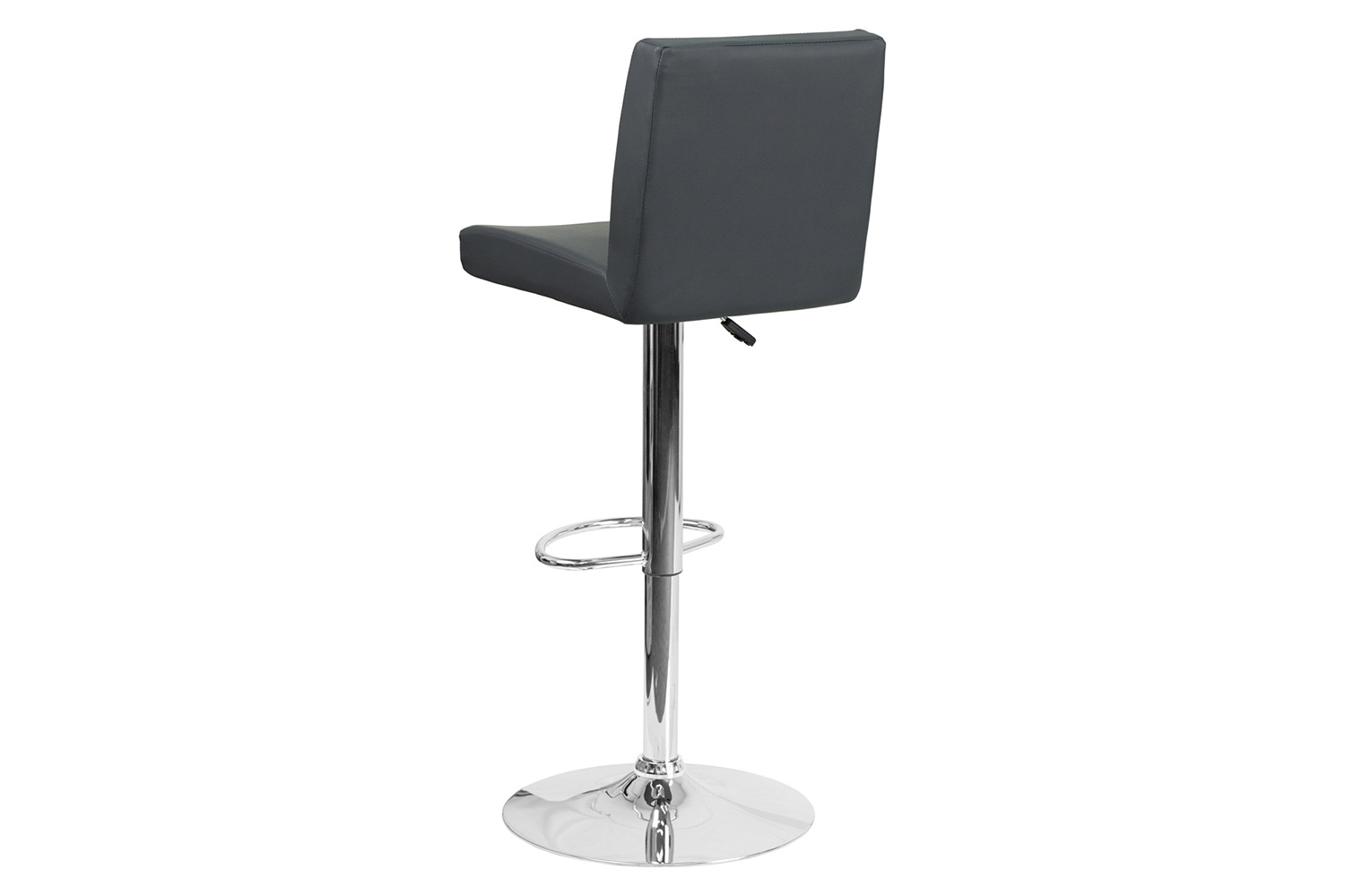 BLNK Betty Vinyl Adjustable Height Bar Stool with Panel Back and Chrome Base - Gray