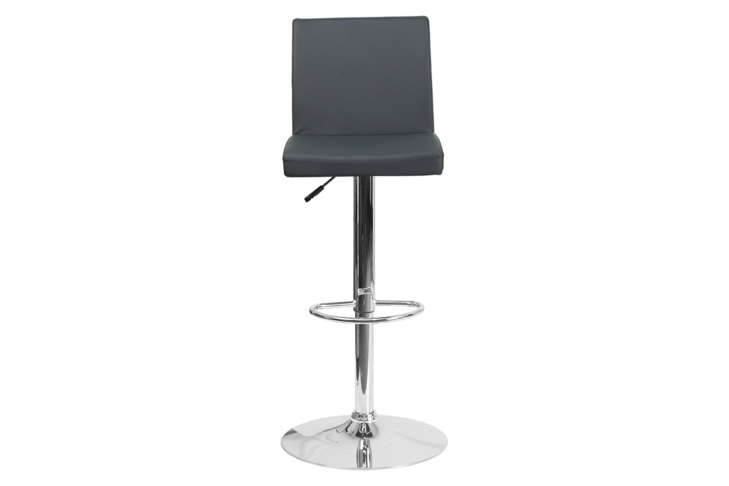 BLNK Betty Vinyl Adjustable Height Bar Stool with Panel Back and Chrome Base - Gray