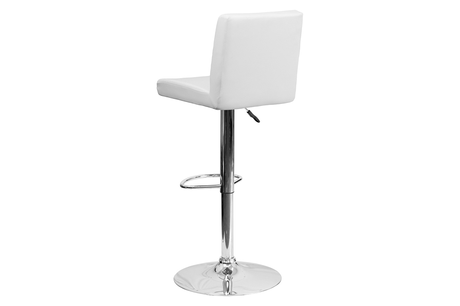 BLNK Betty Vinyl Adjustable Height Bar Stool with Panel Back and Chrome Base - White