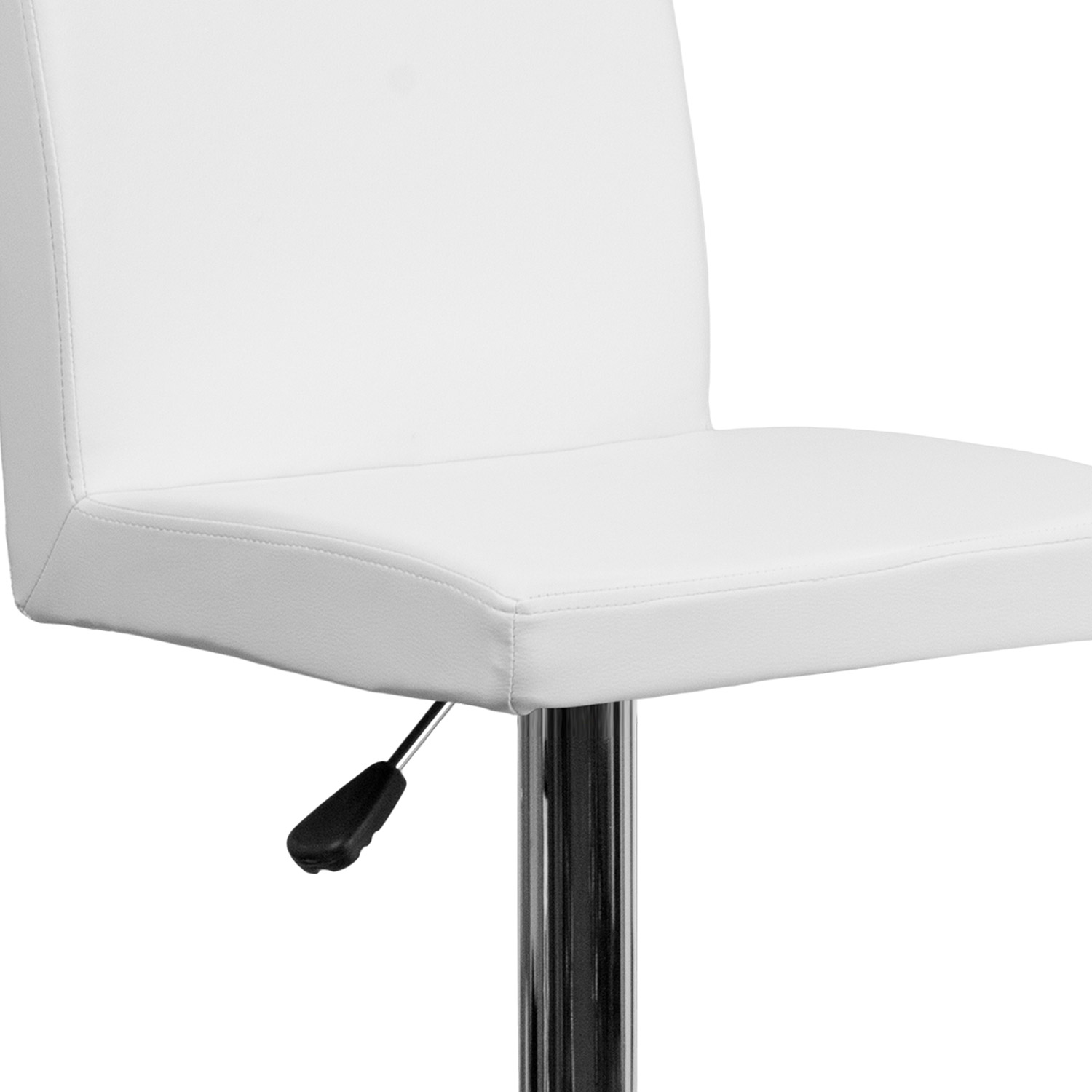 BLNK Betty Vinyl Adjustable Height Bar Stool with Panel Back and Chrome Base - White