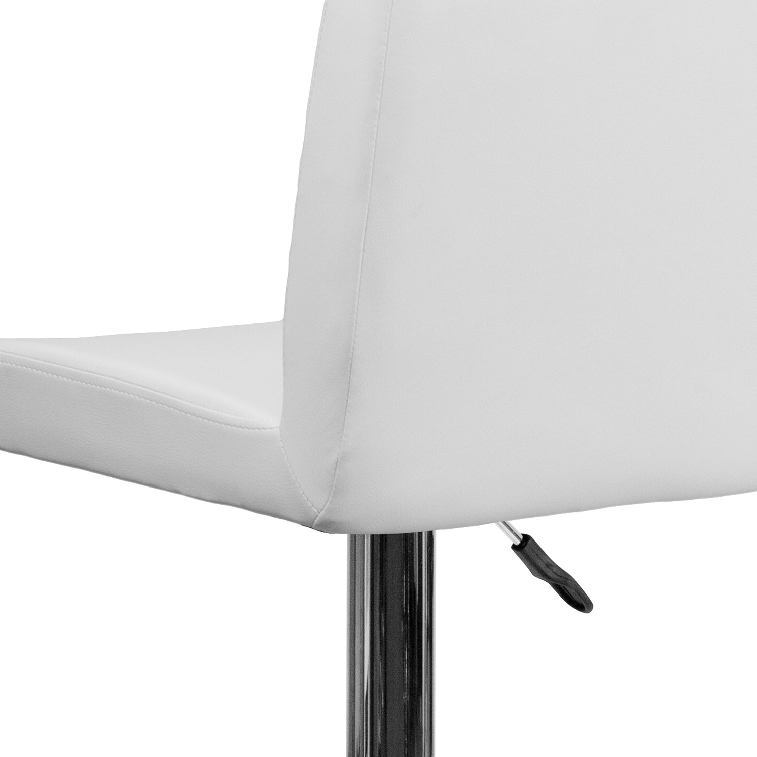 BLNK Betty Vinyl Adjustable Height Bar Stool with Panel Back and Chrome Base - White