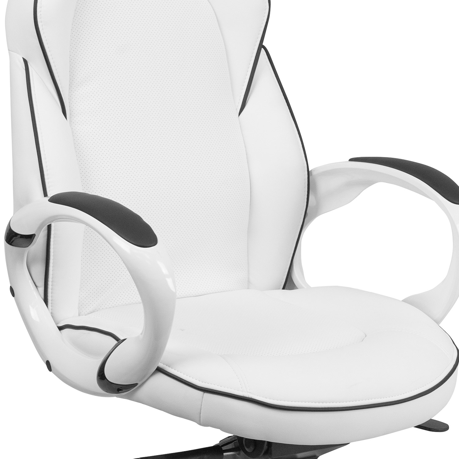 BLNK - Vinyl High Back Executive Swivel Office Chair with Black Trim and Arms