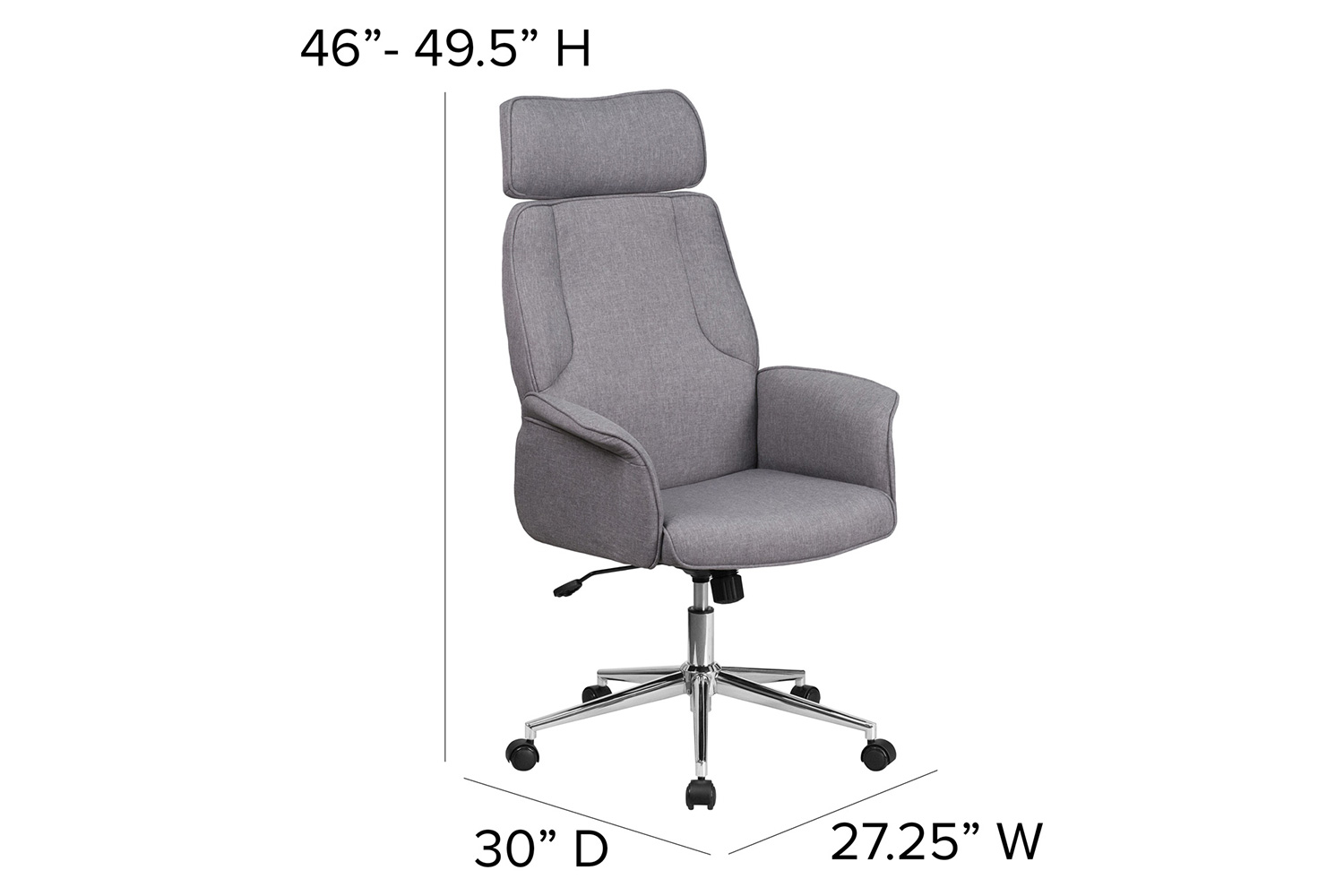 BLNK - Fabric High Back Executive Swivel Office Chair with Chrome Base and Fully Upholstered Arms