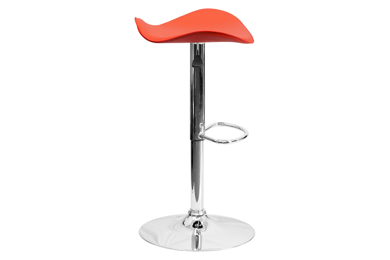 BLNK Contemporary Vinyl Adjustable Height Bar Stool with Wavy Seat and Chrome Base - Orange