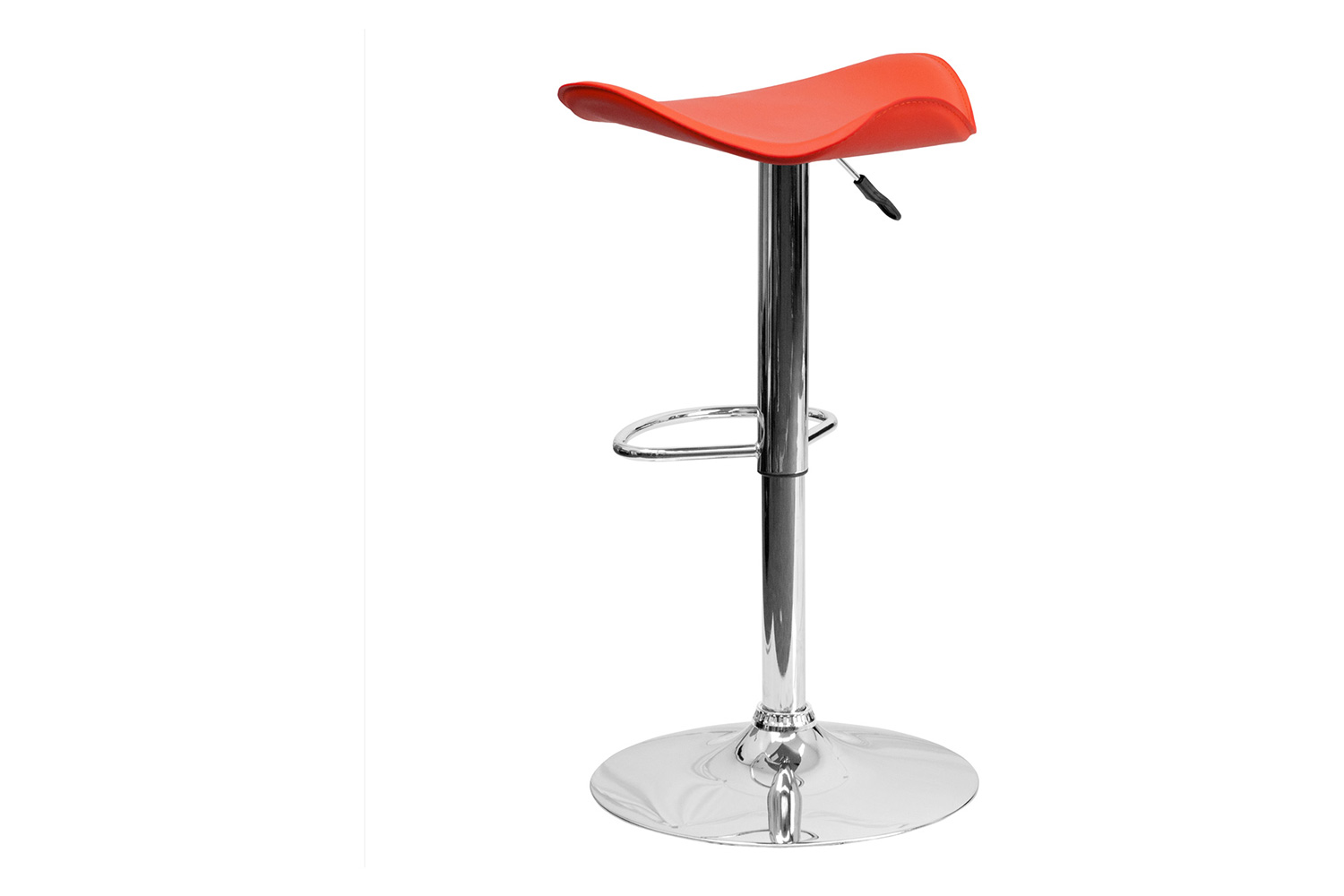 BLNK Contemporary Vinyl Adjustable Height Bar Stool with Wavy Seat and Chrome Base - Orange