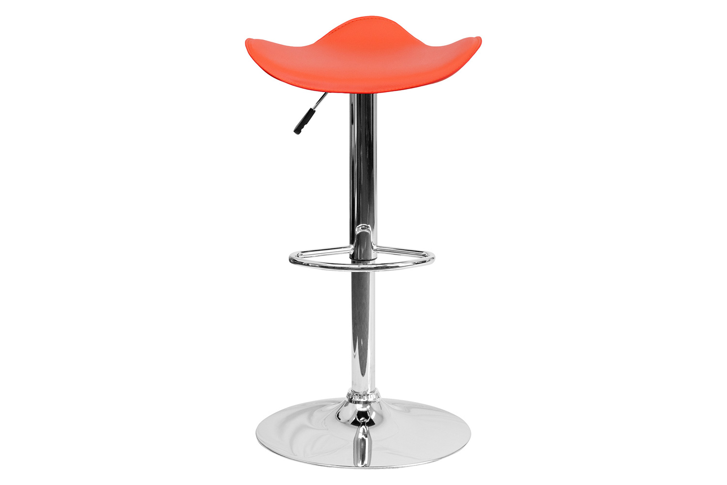 BLNK Contemporary Vinyl Adjustable Height Bar Stool with Wavy Seat and Chrome Base - Orange