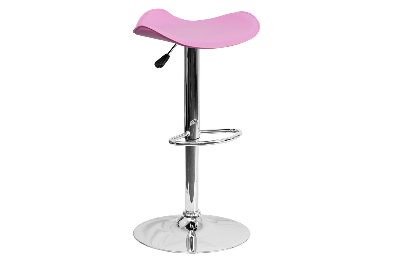 BLNK Contemporary Vinyl Adjustable Height Bar Stool with Wavy Seat and Chrome Base - Pink