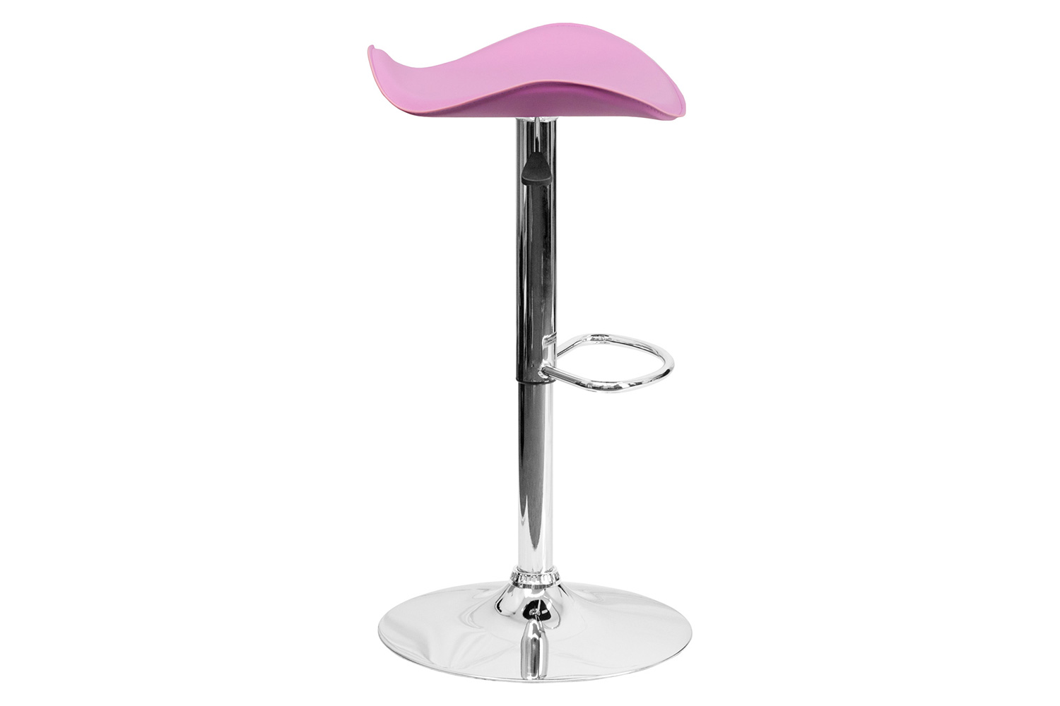 BLNK Contemporary Vinyl Adjustable Height Bar Stool with Wavy Seat and Chrome Base - Pink