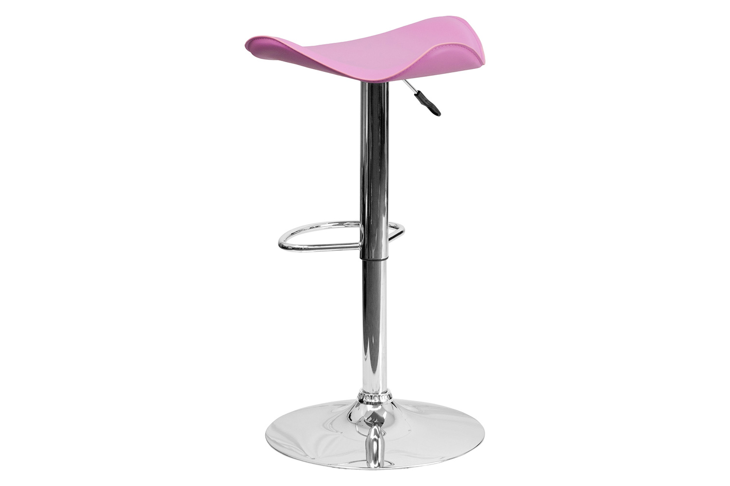 BLNK Contemporary Vinyl Adjustable Height Bar Stool with Wavy Seat and Chrome Base - Pink