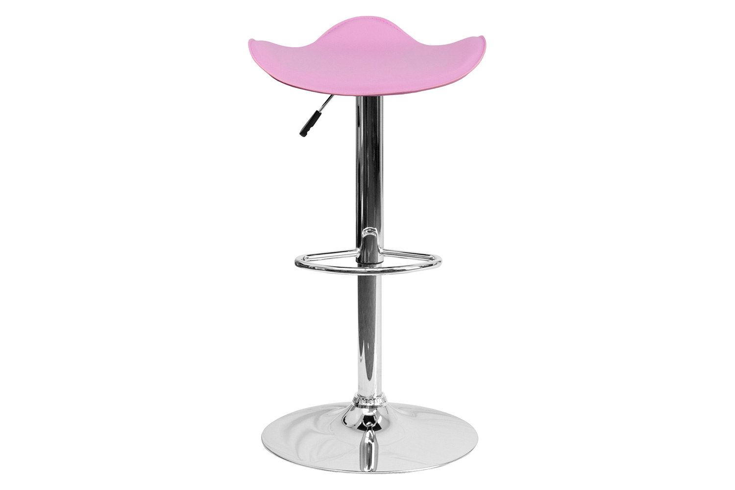 BLNK Contemporary Vinyl Adjustable Height Bar Stool with Wavy Seat and Chrome Base - Pink