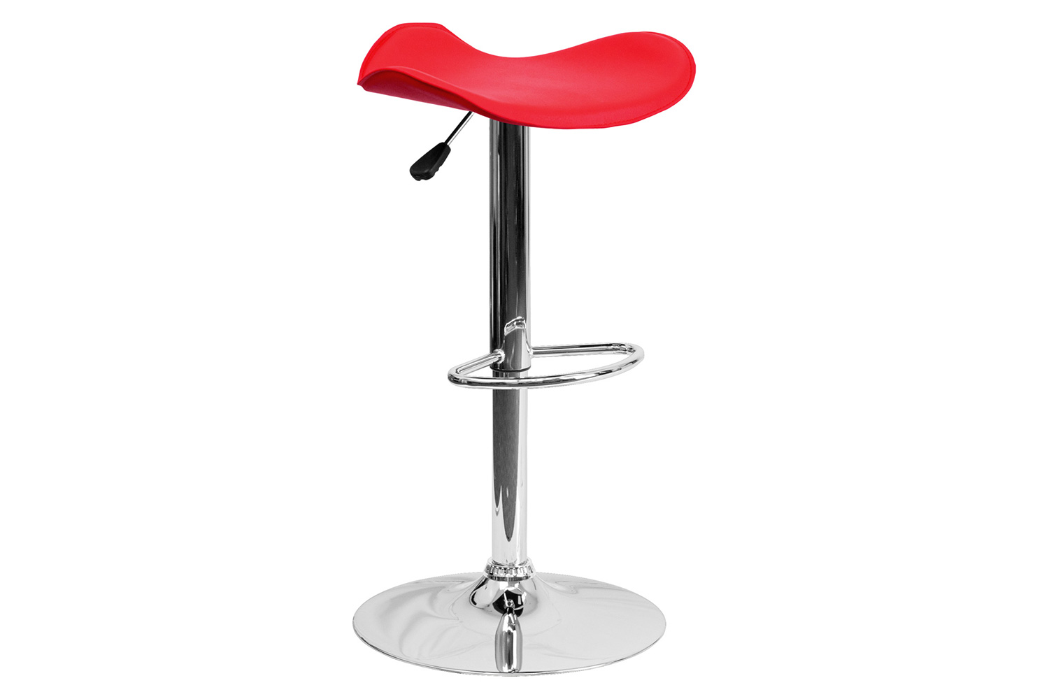 BLNK Contemporary Vinyl Adjustable Height Bar Stool with Wavy Seat and Chrome Base - Red