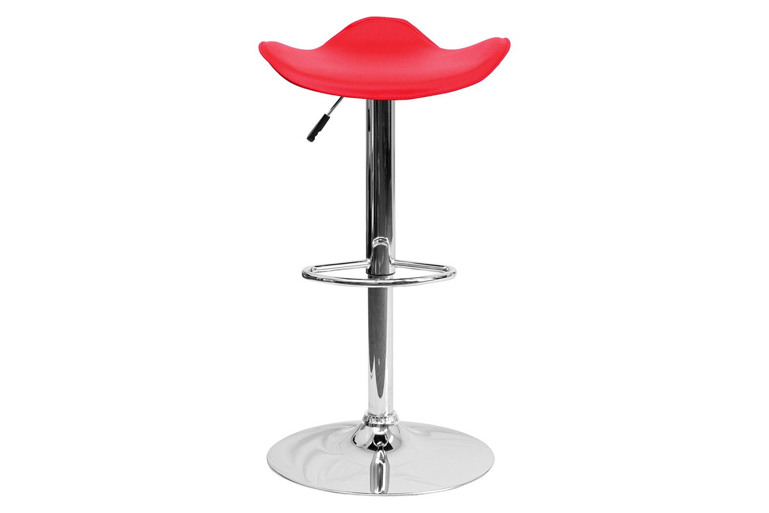 BLNK Contemporary Vinyl Adjustable Height Bar Stool with Wavy Seat and Chrome Base - Red