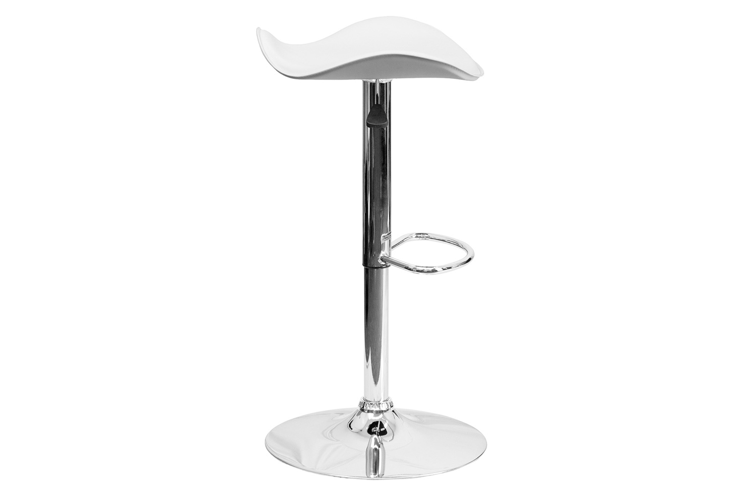 BLNK Caleb Vinyl Adjustable Height Bar Stool with Wavy Seat and Chrome Base - White