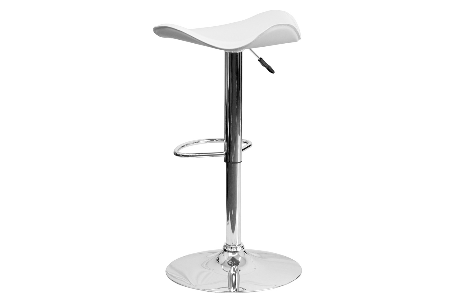 BLNK Caleb Vinyl Adjustable Height Bar Stool with Wavy Seat and Chrome Base - White