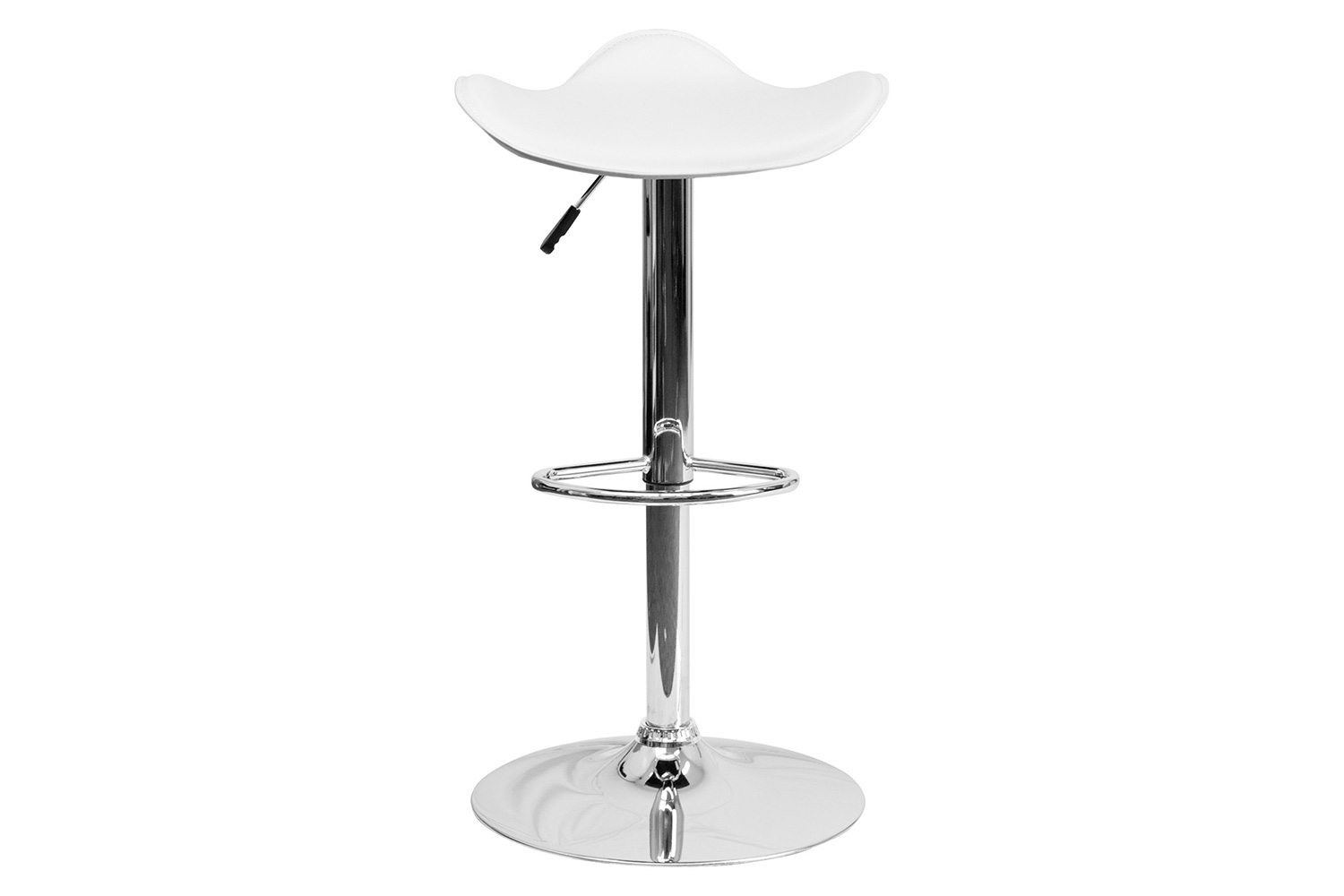 BLNK Caleb Vinyl Adjustable Height Bar Stool with Wavy Seat and Chrome Base - White