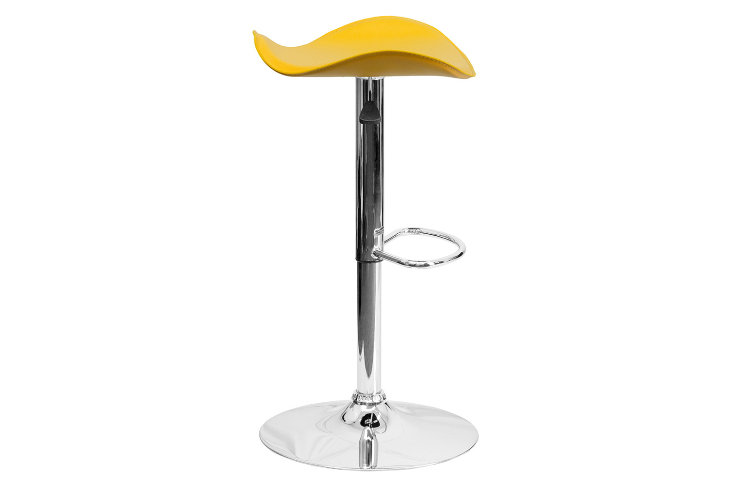 BLNK Caleb Vinyl Adjustable Height Bar Stool with Wavy Seat and Chrome Base - Yellow