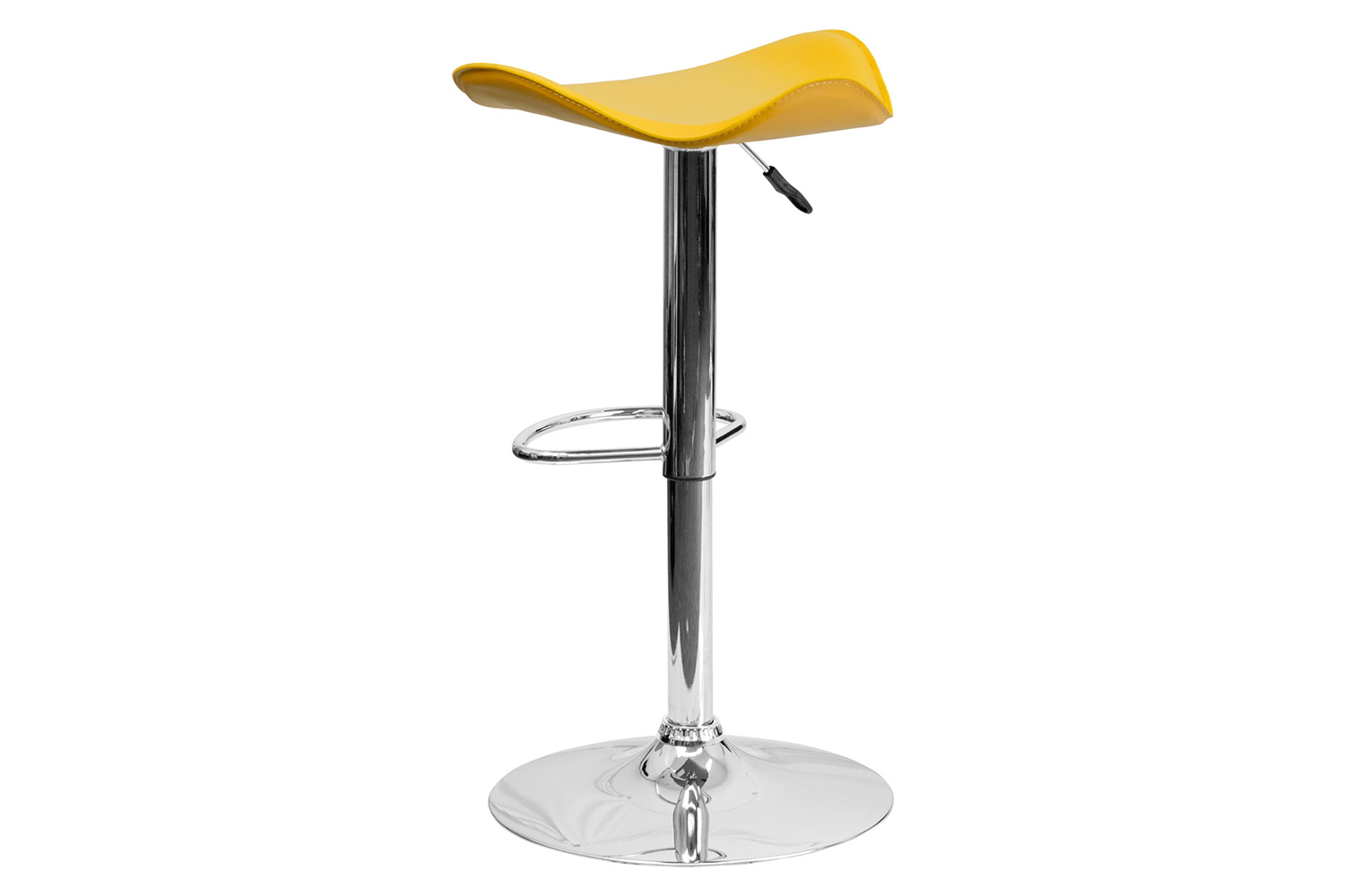 BLNK Caleb Vinyl Adjustable Height Bar Stool with Wavy Seat and Chrome Base - Yellow