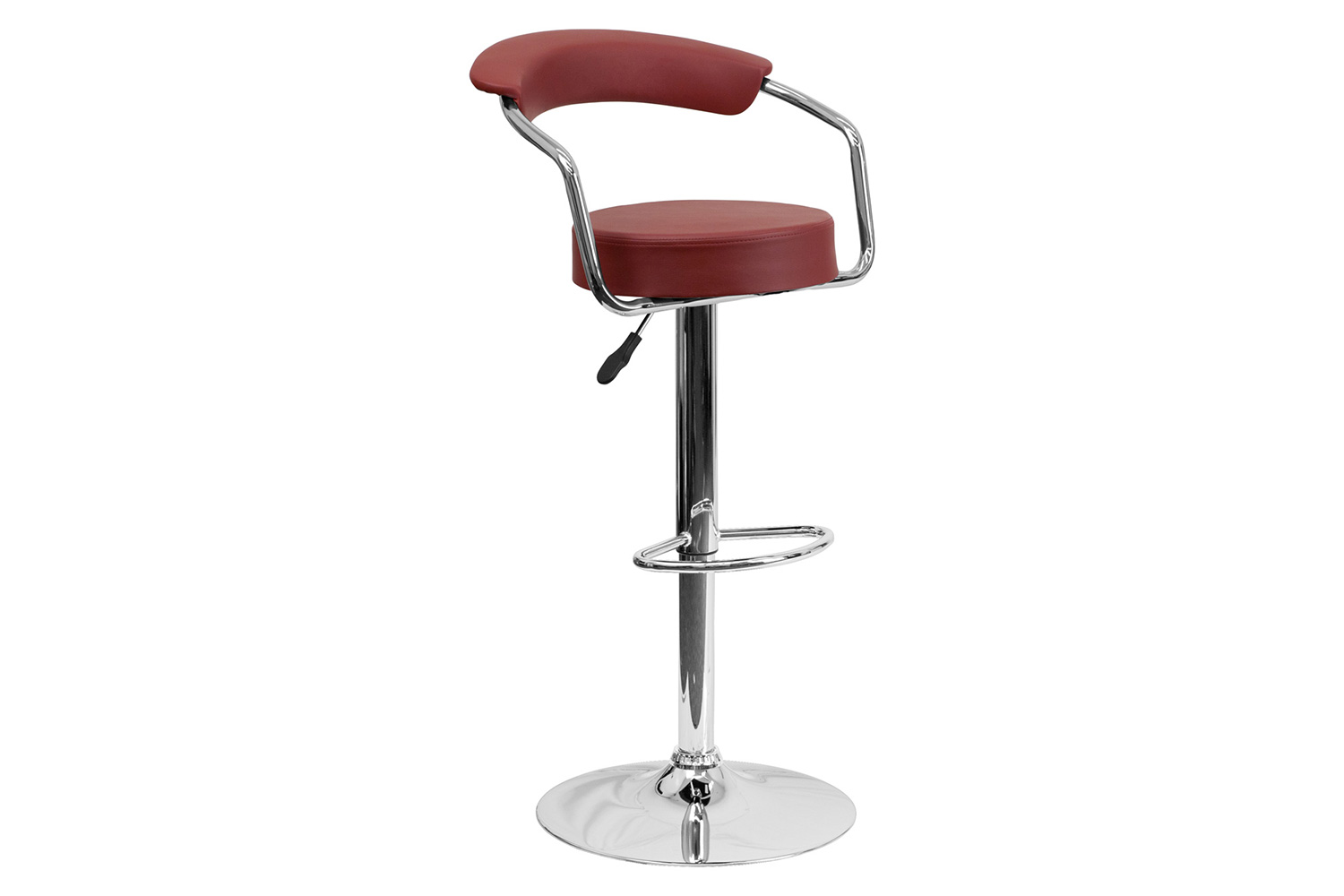 BLNK™ Cruz Vinyl Adjustable Height Bar Stool with Arms and Chrome Base - Burgundy