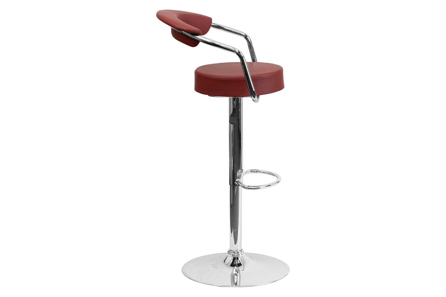 BLNK™ Cruz Vinyl Adjustable Height Bar Stool with Arms and Chrome Base - Burgundy