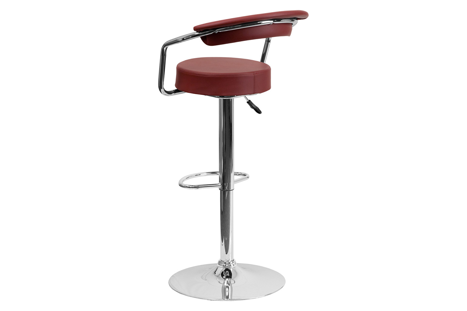 BLNK™ Cruz Vinyl Adjustable Height Bar Stool with Arms and Chrome Base - Burgundy