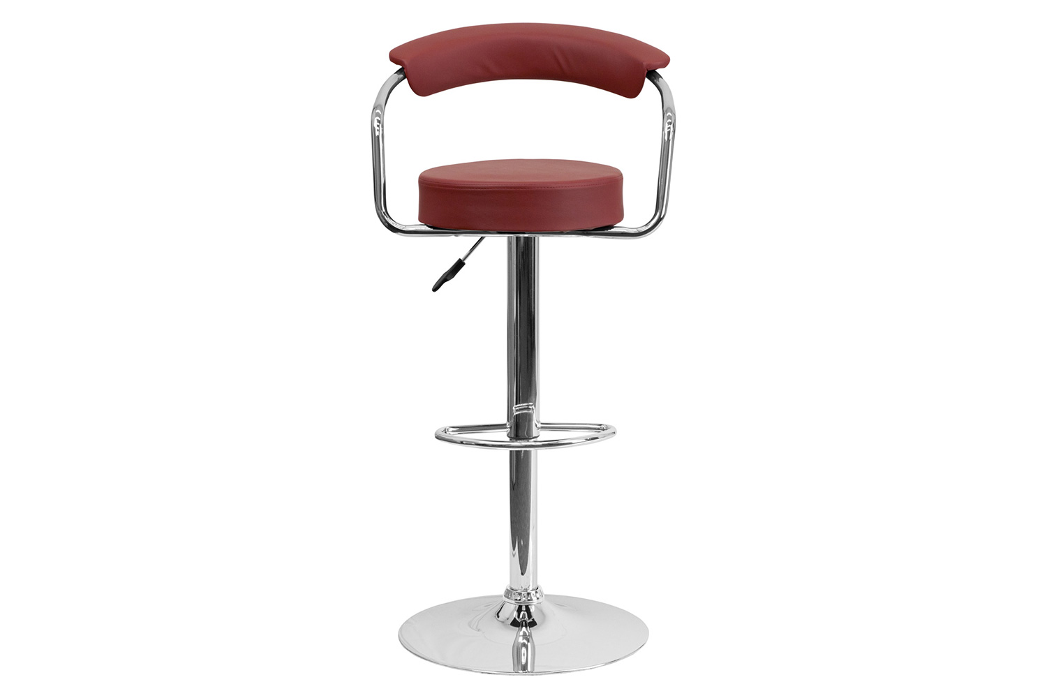 BLNK™ Cruz Vinyl Adjustable Height Bar Stool with Arms and Chrome Base - Burgundy