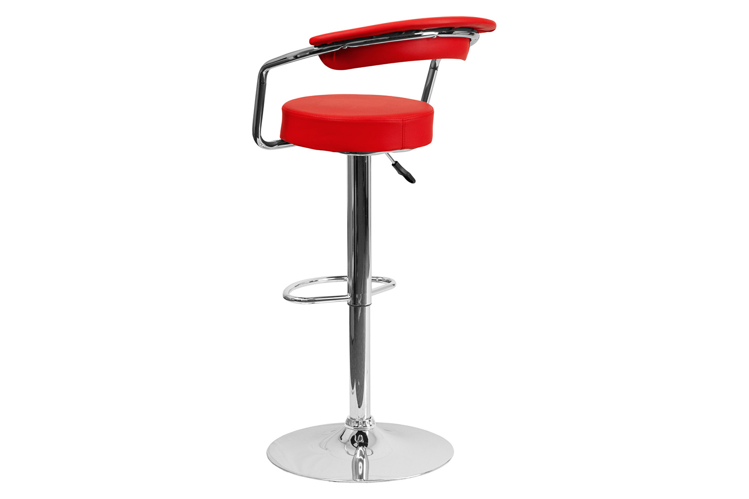 BLNK™ Cruz Vinyl Adjustable Height Bar Stool with Arms and Chrome Base - Red