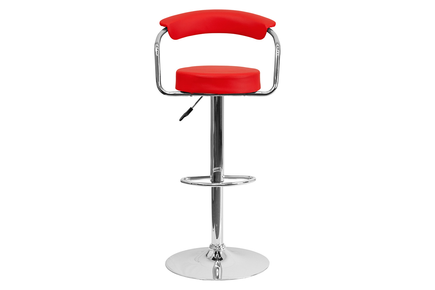 BLNK™ Cruz Vinyl Adjustable Height Bar Stool with Arms and Chrome Base - Red