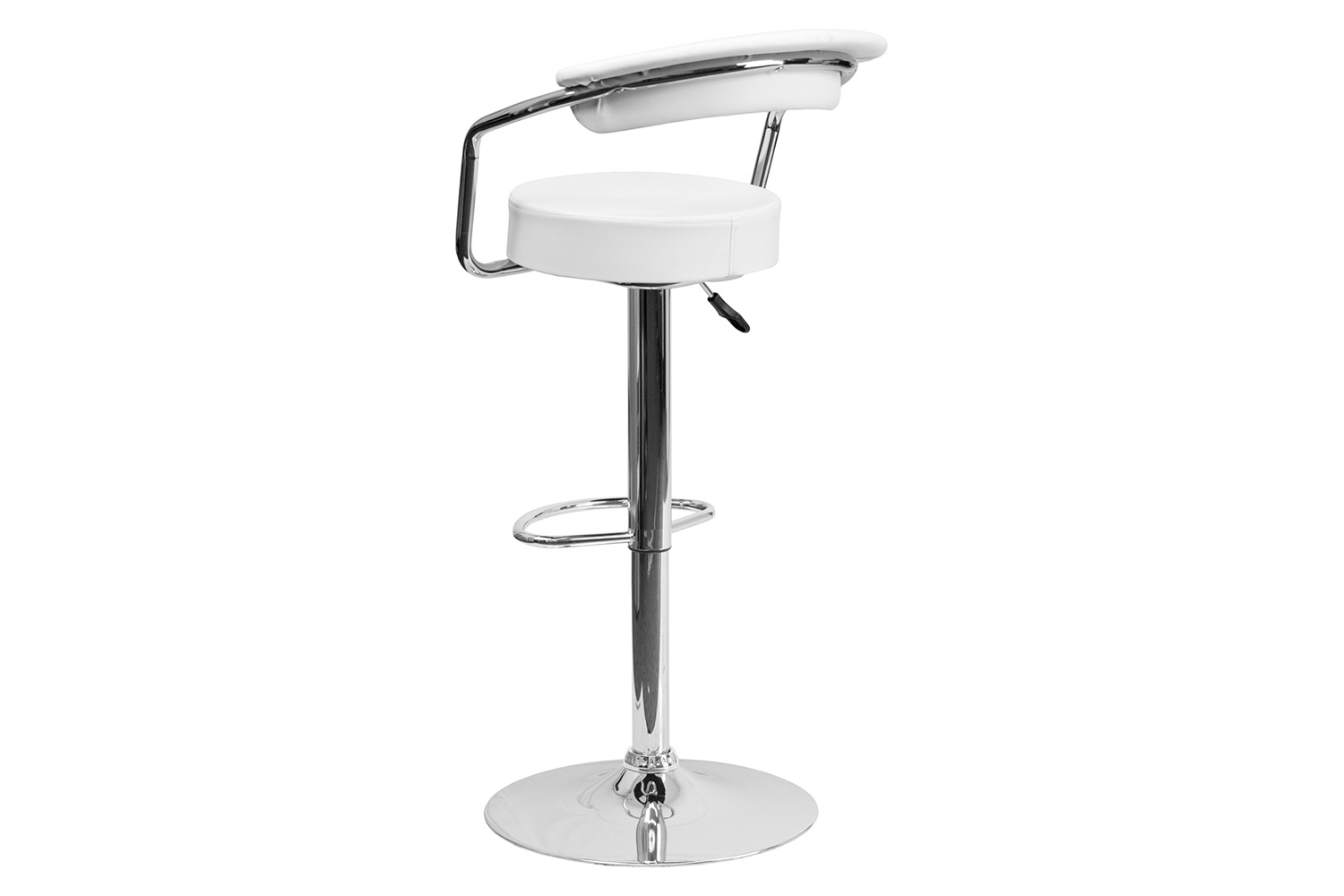 BLNK Cruz Vinyl Adjustable Height Bar Stool with Arms and Chrome Base - White