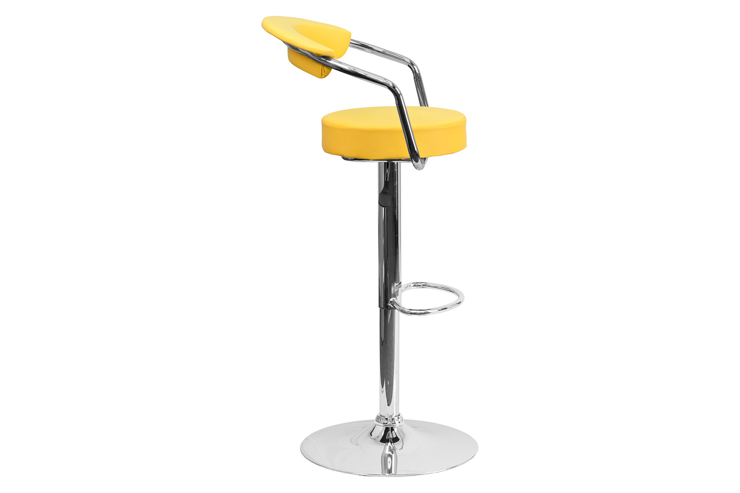 BLNK Cruz Vinyl Adjustable Height Bar Stool with Arms and Chrome Base - Yellow