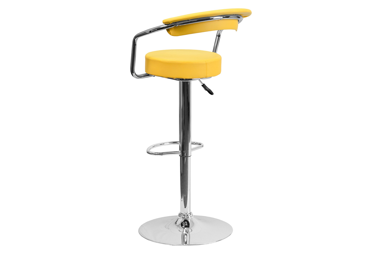 BLNK Cruz Vinyl Adjustable Height Bar Stool with Arms and Chrome Base - Yellow