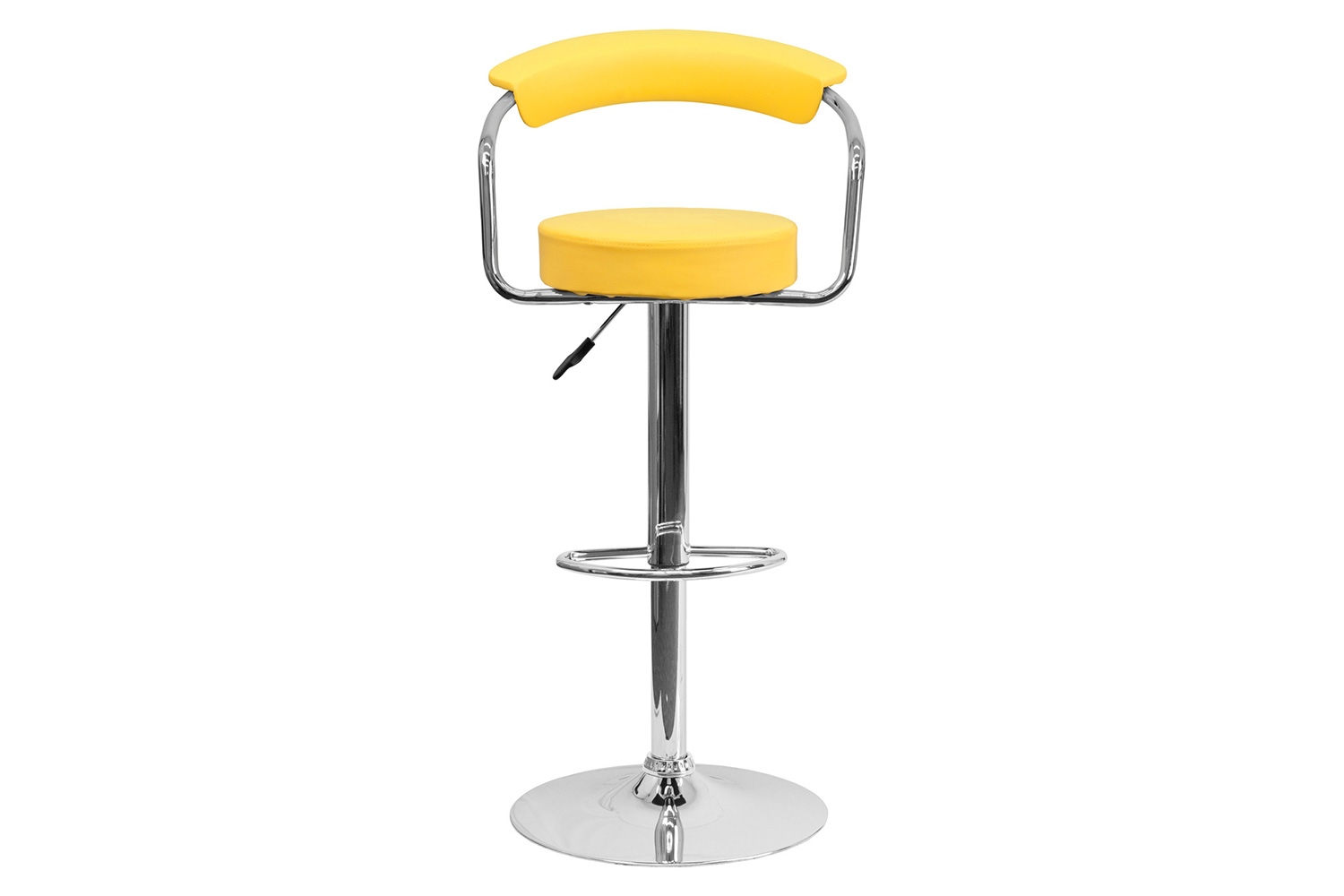 BLNK Cruz Vinyl Adjustable Height Bar Stool with Arms and Chrome Base - Yellow