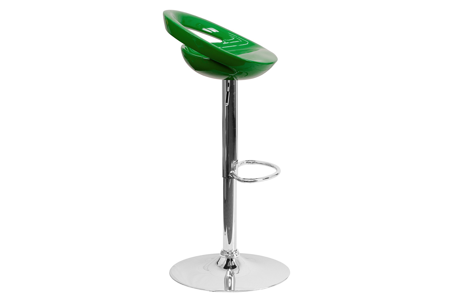 BLNK™ Dash Plastic Adjustable Height Bar Stool with Rounded Cutout Back and Chrome Base - Green