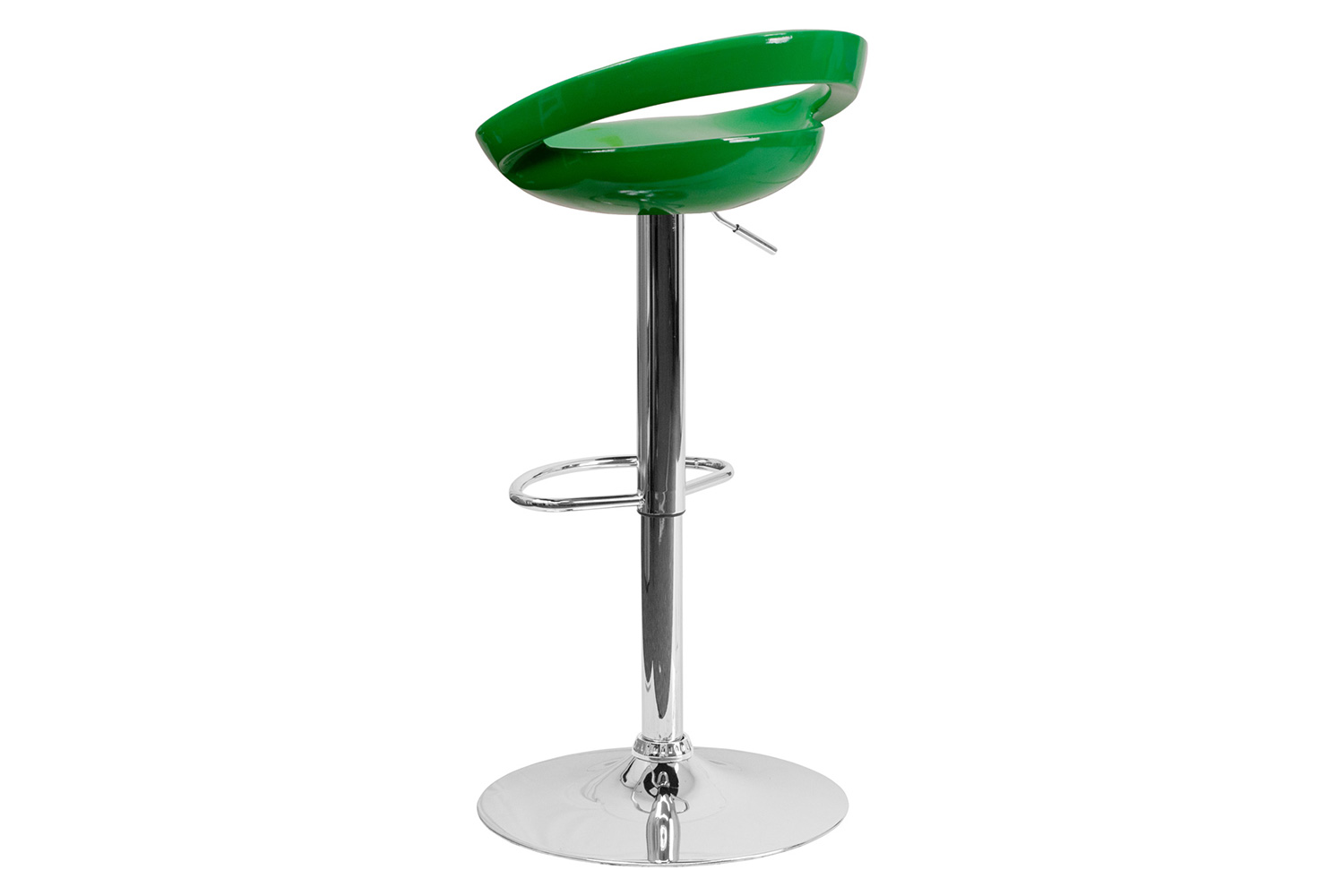 BLNK™ Dash Plastic Adjustable Height Bar Stool with Rounded Cutout Back and Chrome Base - Green