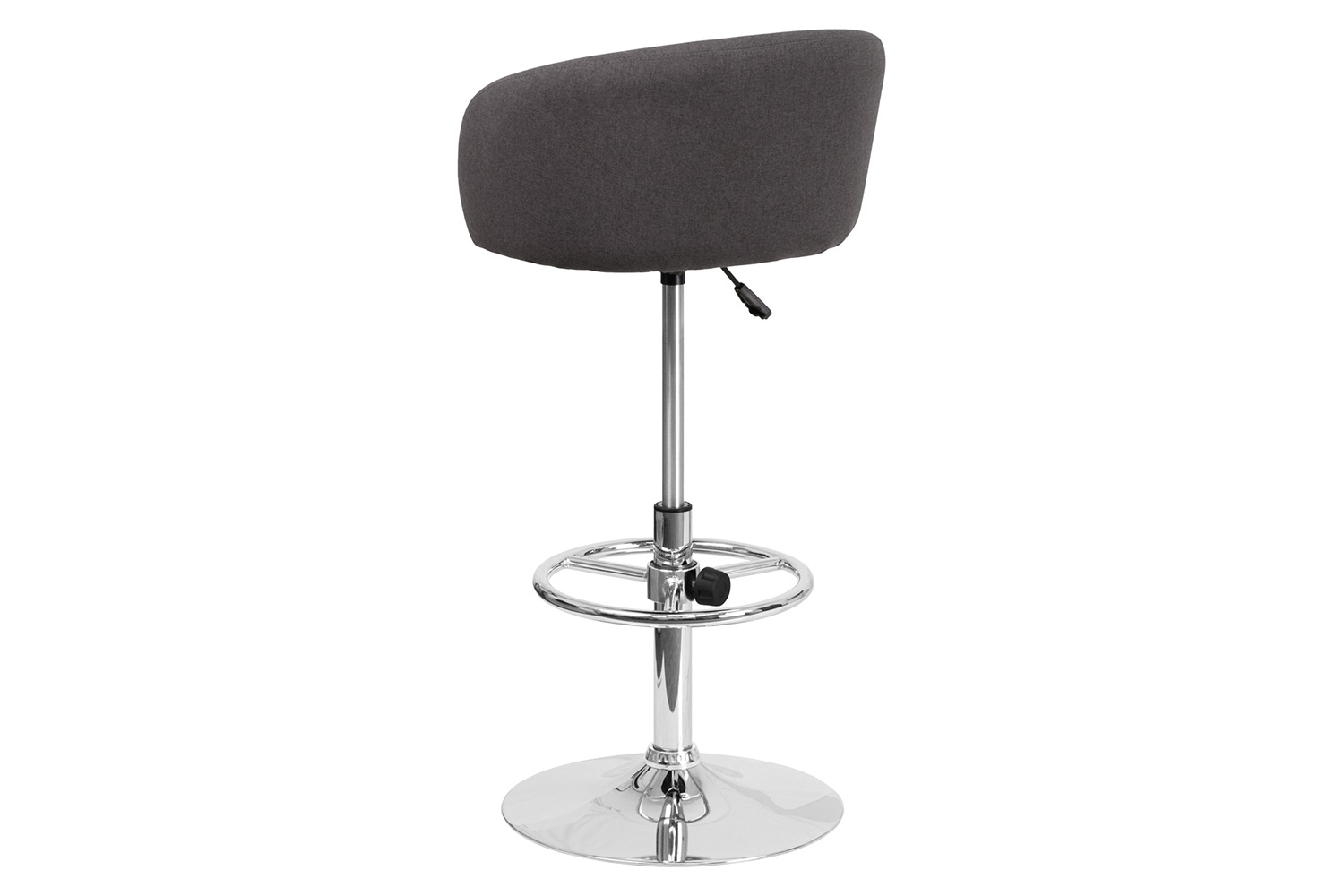 BLNK Luis Fabric Adjustable Height Bar Stool with Barrel Back and Chrome Base - Charcoal