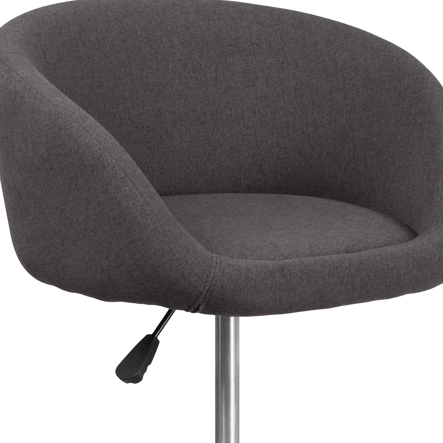 BLNK Luis Fabric Adjustable Height Bar Stool with Barrel Back and Chrome Base - Charcoal