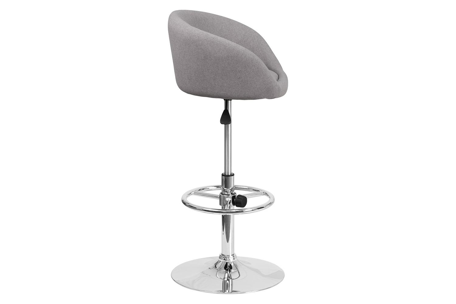 BLNK Luis Fabric Adjustable Height Bar Stool with Barrel Back and Chrome Base - Gray