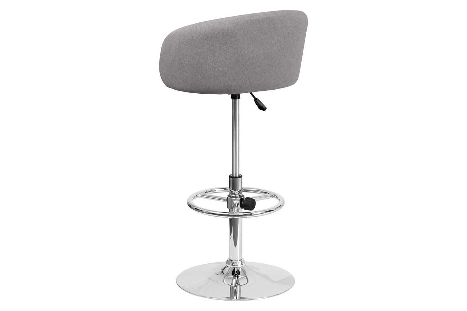 BLNK Luis Fabric Adjustable Height Bar Stool with Barrel Back and Chrome Base - Gray