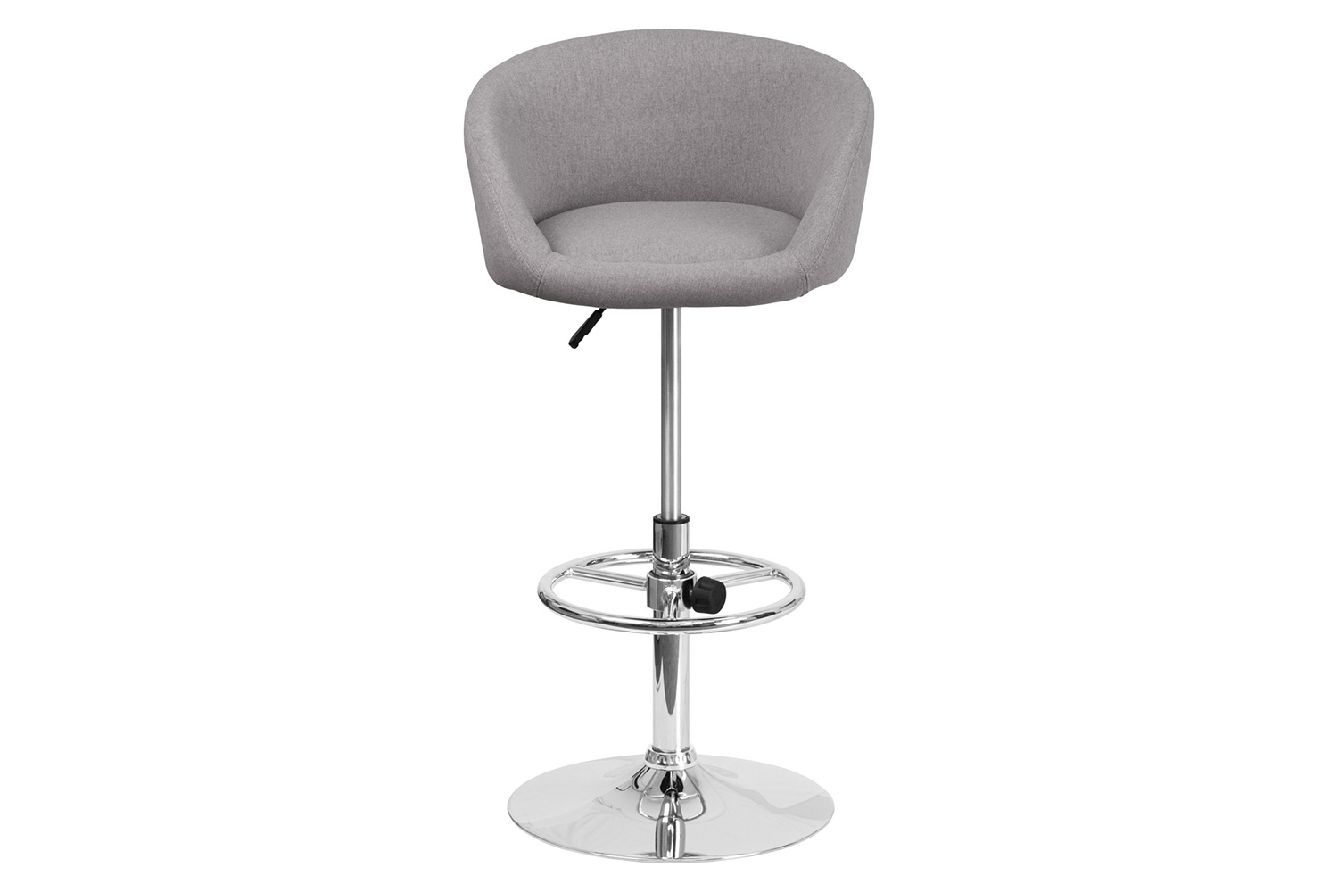 BLNK Luis Fabric Adjustable Height Bar Stool with Barrel Back and Chrome Base - Gray