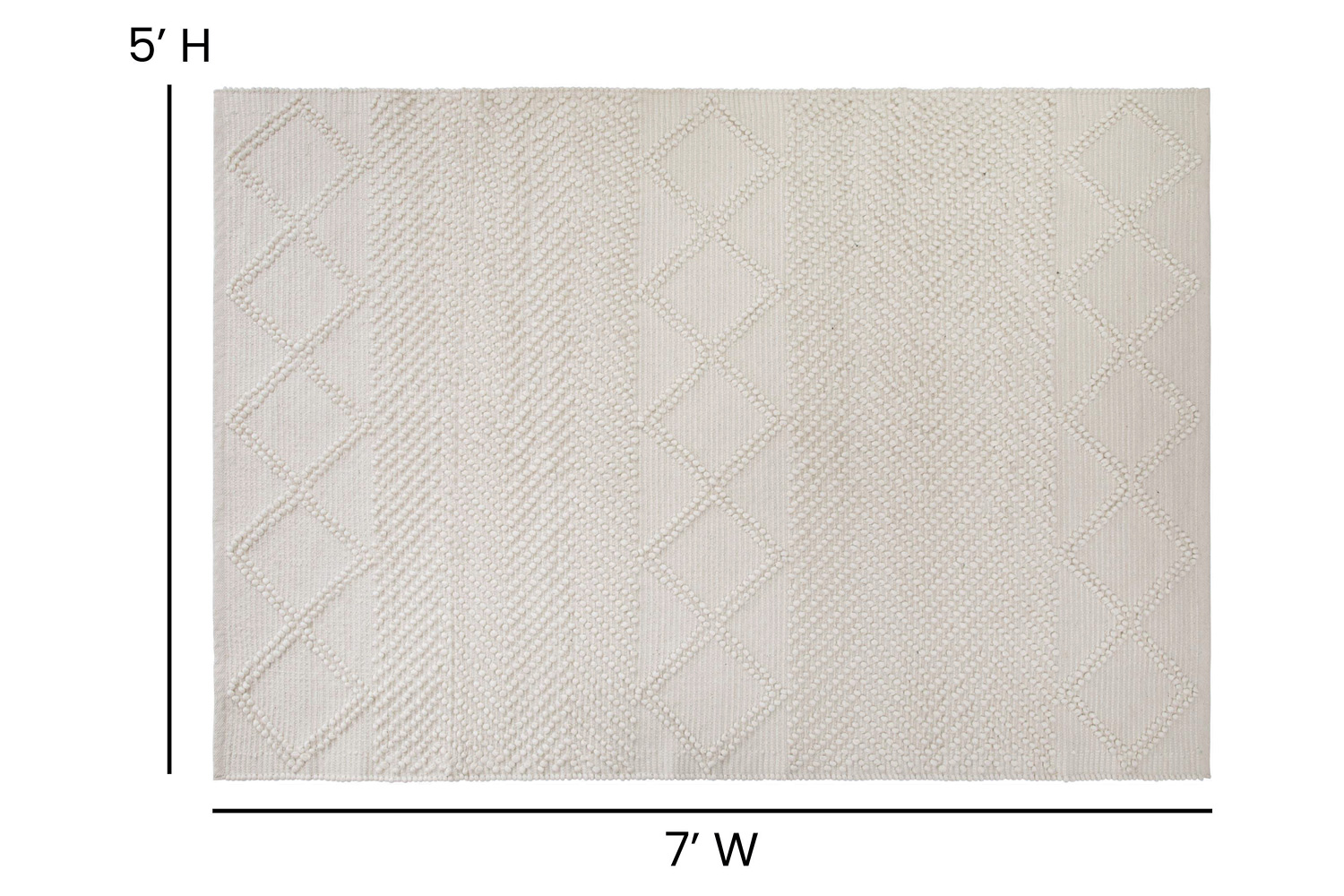 BLNK Melissa Geometric Hand Woven Area Rug - Ivory/White, 5'W x 7'L