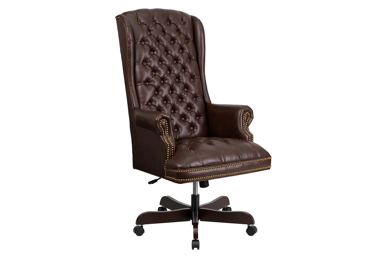 BLNK Turner LeatherSoft High-Back Traditional Fully Tufted Executive Swivel Ergonomic Office Chair with Arms