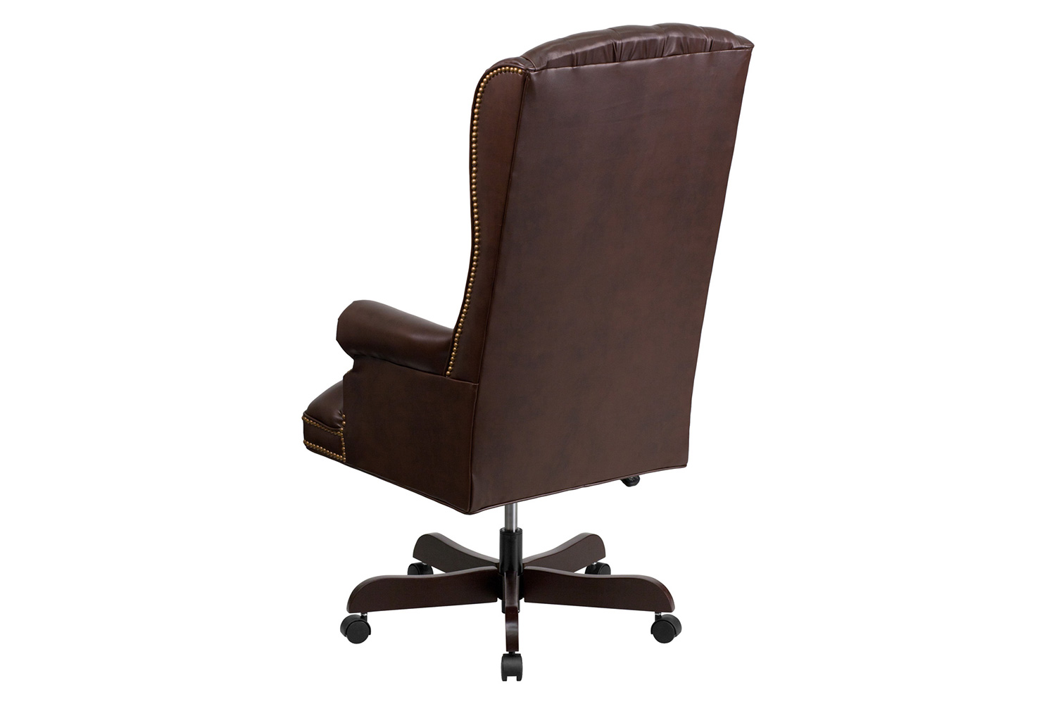 BLNK Turner LeatherSoft High-Back Traditional Fully Tufted Executive Swivel Ergonomic Office Chair with Arms - Brown