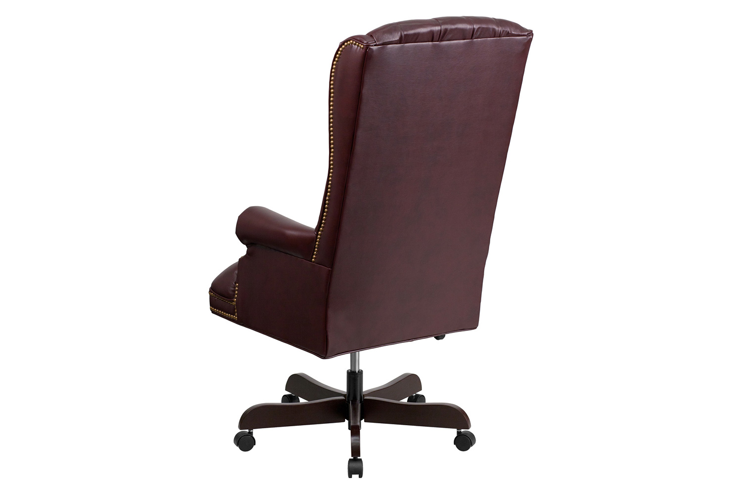 BLNK Turner LeatherSoft High-Back Traditional Fully Tufted Executive Swivel Ergonomic Office Chair with Arms - Burgundy