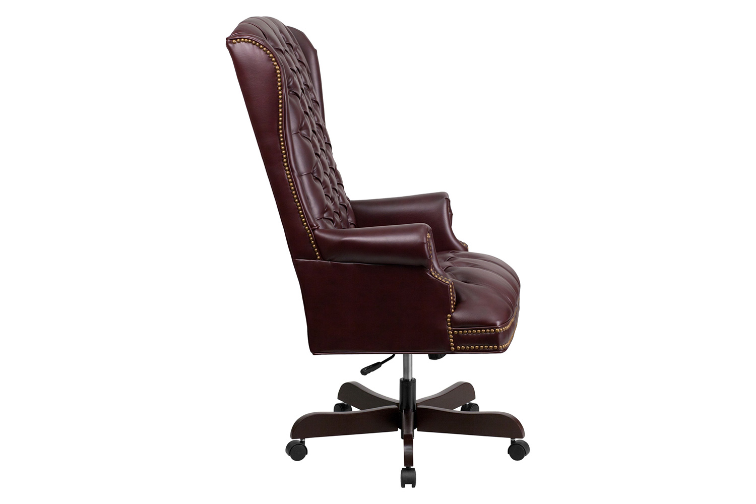 BLNK Turner LeatherSoft High-Back Traditional Fully Tufted Executive Swivel Ergonomic Office Chair with Arms - Burgundy